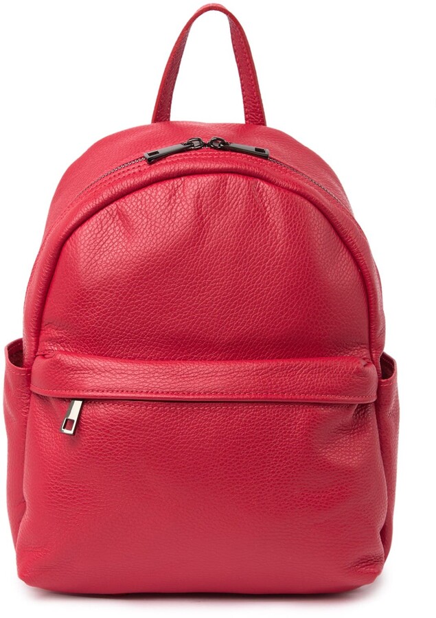 red leather backpack mens