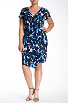 Thumbnail for your product : London Times Woodstamp Daisy Side Ruched Dress (Plus Size)