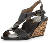 Thumbnail for your product : Anyi Lu Lolita Buckled Wedge Sandal, Black