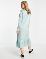 Thumbnail for your product : Monki satin shirt dress in light blue - TURQUOISE