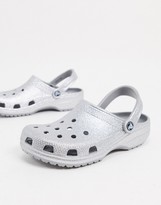 Thumbnail for your product : Crocs classic glitter clogs in silver