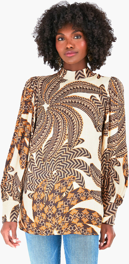 Farm Rio Sand Yawanawa Banana Blouse - ShopStyle Long Sleeve Tops