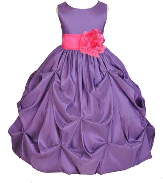 ekidsbridal Wedding Taffeta Purple Bubble Pick-up Flower Girl Dress Toddler Gown 301s