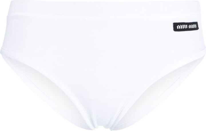 Miu Miu Logo Patch Cotton Briefs - ShopStyle Panties
