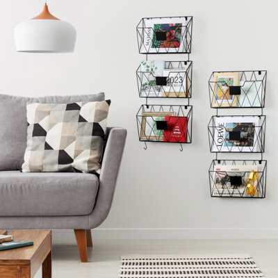 zenco homegoods Wall Mounted File Rack For Office With Hooks, Set Of 6