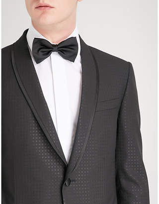 Corneliani Diamond-patterned tailored-fit wool and silk-blend tuxedo jacket