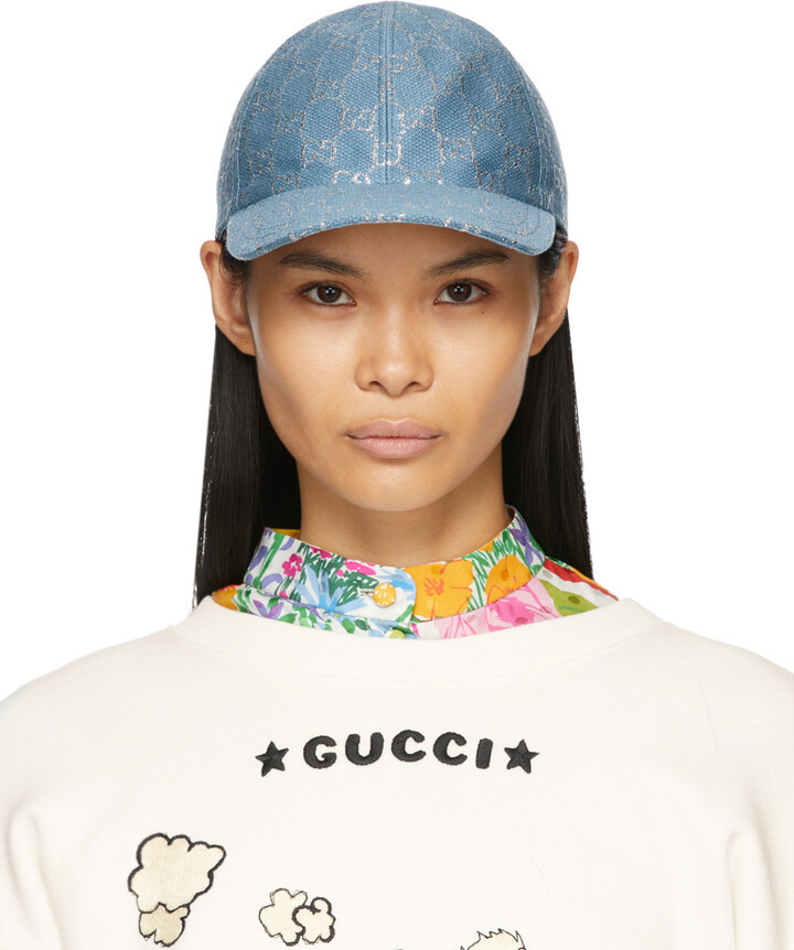 Gucci Blue Wool Lame GG Cap - ShopStyle Hats