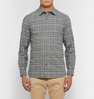 Burberry Checked Cotton-Poplin Shirt - Men - Gray
