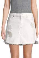 Thumbnail for your product : 7 For All Mankind Distressed Denim Mini Skirt