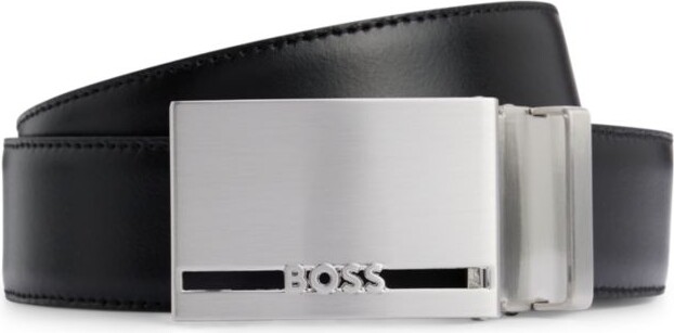 Italian-leather reversible belt with branded keeper
