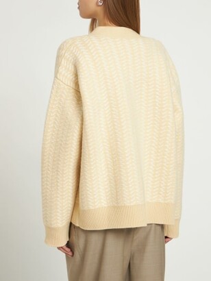 Jil Sander Micro wool jacquard knit cardigan