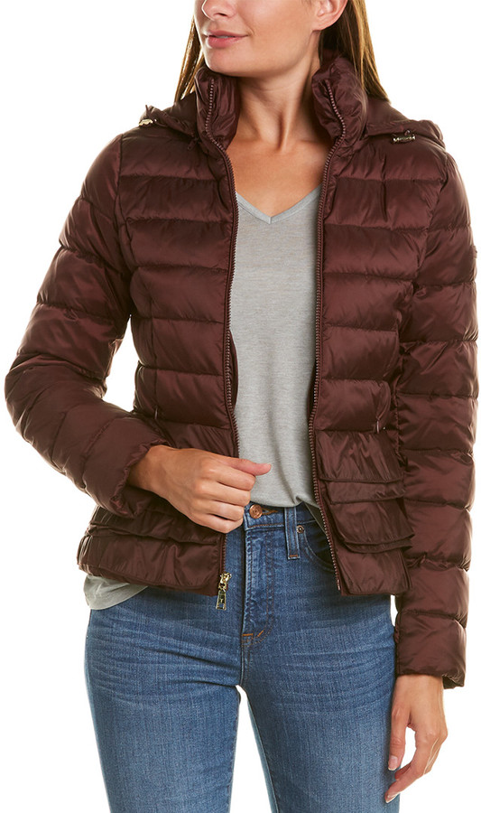 zoey ruffle hem puffer jacket tahari