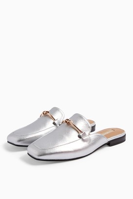 silver mule shoes