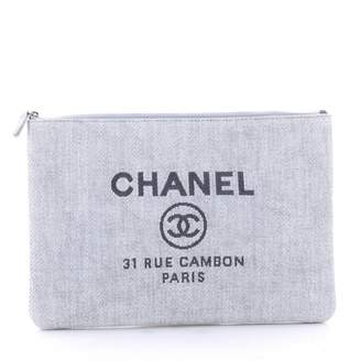Chanel Grey Cloth Clutch Bag