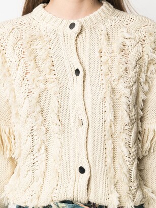 Roseanna Cropped Fringe Cable-Knit Cardigan