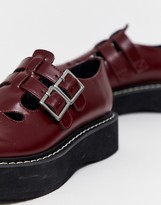 Thumbnail for your product : ASOS DESIGN Mass chunky mary jane flat shoes in burgundy
