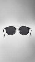 Thumbnail for your product : Burberry Check Detail Round Aviator Sunglasses