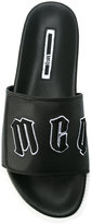 Thumbnail for your product : McQ embroidered touch strap slides