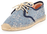 Thumbnail for your product : Soludos Lace-Up Floral-Print Flat Derby, Blue