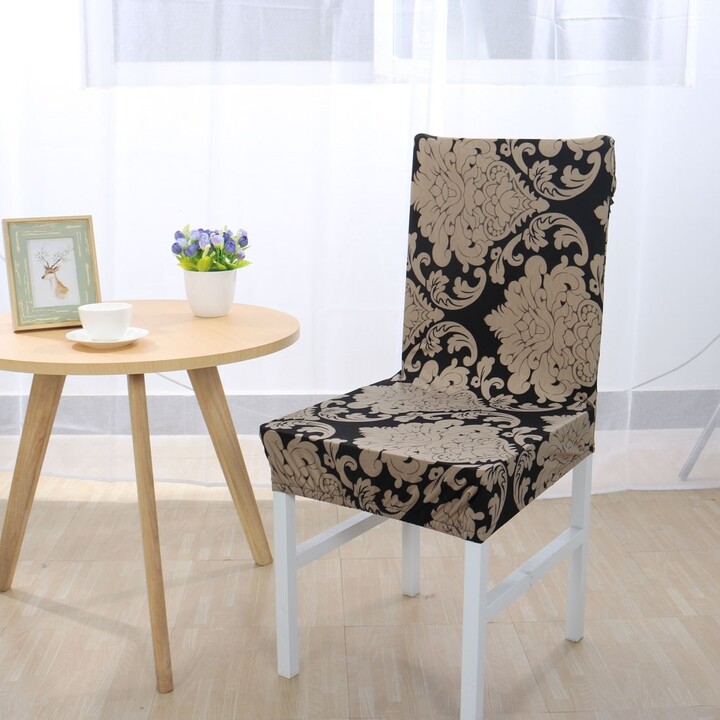 Unique Bargains Stretch Spandex Chair Cover for Dining Room Beige