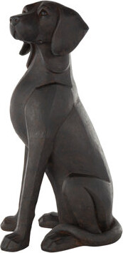 Red Barrel Studio Cole And Grey Resin Sitting Dog Decorative Sculpture With Copper Shadings