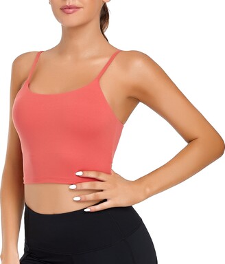Women Padded Sports Bra Fitness Workout Running Shirts Yoga Tank Top  Camisole Crop Top with Built in Bra 