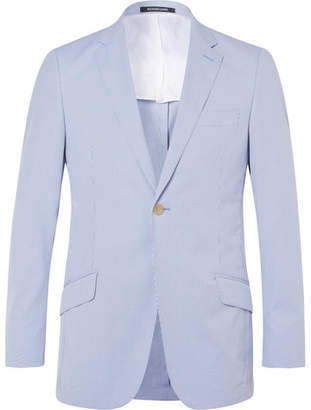 Richard James Blue Seishin Slim-Fit Striped Cotton-Blend Seersucker Blazer