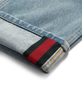 Gucci Slim-Fit Distressed Stonewashed Denim Jeans