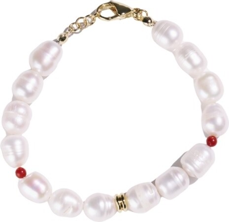 Urbane Jewelry Studio Red / Gold / White Ruby Pearl Bracelet