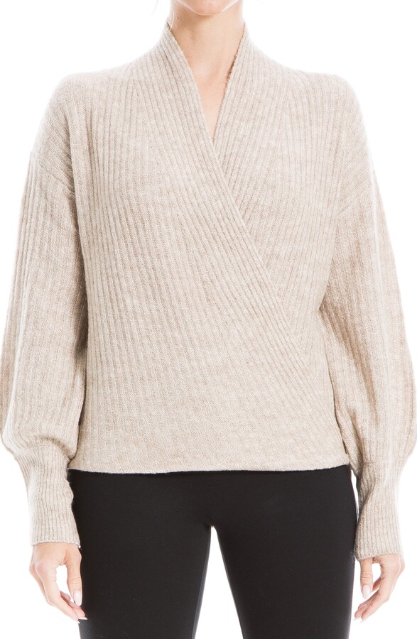 Max Studio Blouson Sleeve Wrap Sweater ShopStyle