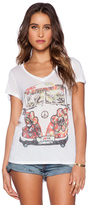 Thumbnail for your product : Lauren Moshi Becca Peace Bus V Neck Roll Up Sleeve Tee