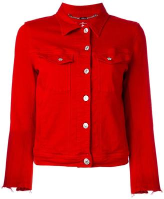 7 For All Mankind raw cuff denim jacket - women - Cotton/Polyester/Spandex/Elastane - M