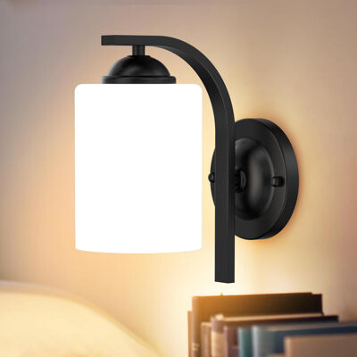 Black Wall Sconce Light: Modern Wall Sconces Indoor, LED Wall Light Fixtures with E26 Base and Clear Glass Shade, Sconces Wall Lighting for Hallway, B