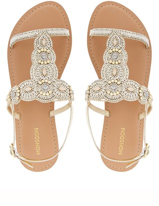 Monsoon Marnie Embellished Strap Sandals - Gold