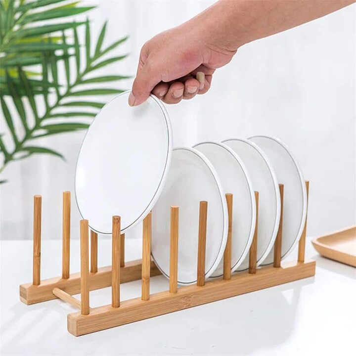 Dracelo 1pc Bamboo Dish Rack Drainer; Cup Book Pot Lid Cutting Board Drying Rack; Bracket Drainer Storage Rack
