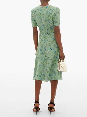 Altuzarra Sylvia Silk-crepe Midi Tea Dress - Womens - Green Multi