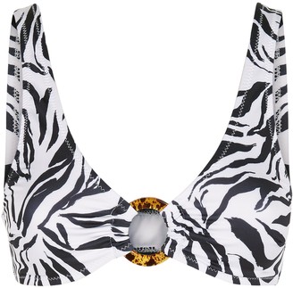 New Look Zebra Print Ring Crop Bikini Top