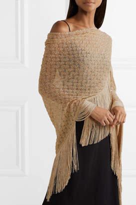 Missoni Fringed Metallic Crochet-knit Wrap - Gold