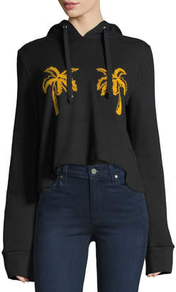 A.L.C. Valerie Hooded Palm-Embroidered Sweatshirt