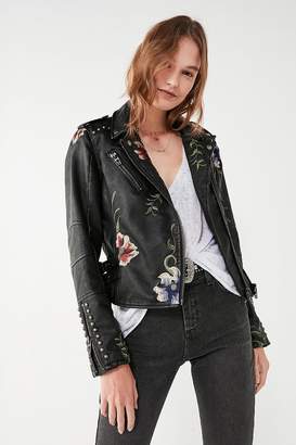 Blank NYC As You Wish Floral Embroidered Moto Jacket