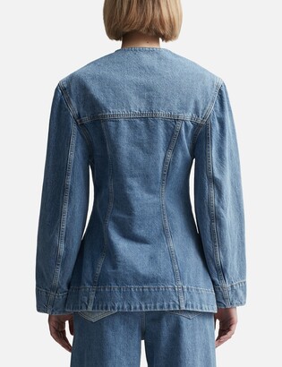 fitted denim blazer