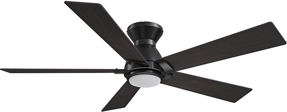 Carro USA Clayton LED Flushmount Ceiling Fan in Black, 5 Blades