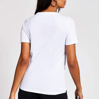 River Island White 'More l'amour' short sleeve T-shirt