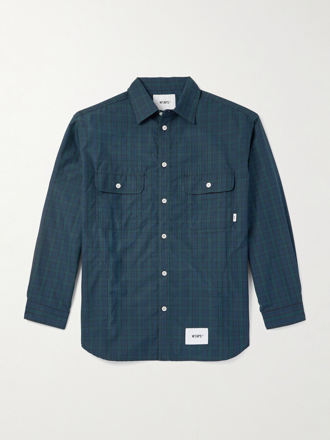 WTAPS Logo-Appliquéd Checked Cotton-Broadcloth Shirt