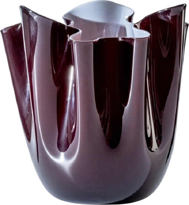 Fulvio Bianconi & Paolo Venini 21st Century Fazzoletto Large Glass Vase In Blood Red/rosa Cipria
