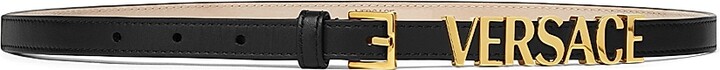 Women's Logo Leather 15MM Belt - Black Versace Gold - Size Small