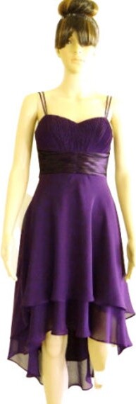 Etsy Dark Purple Bridesmaid Dress. High Low Knee Length Evening Chiffon Party