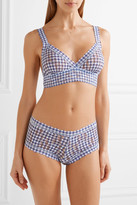 Thumbnail for your product : Hanky Panky Check Please Gingham Stretch-lace Soft-cup Bra - Blue