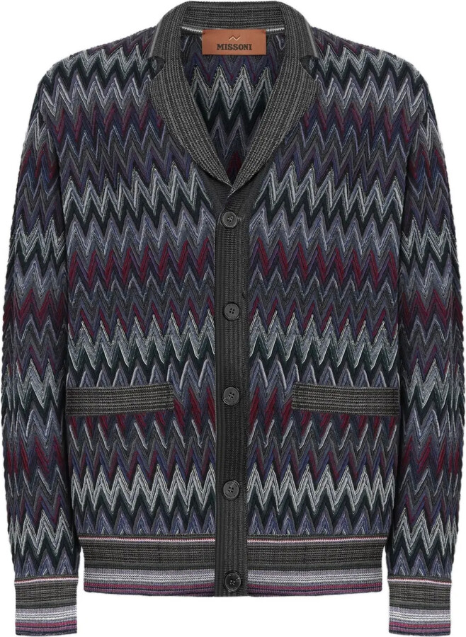 Missoni Chevron-Pattern Shawl-Collar Cardigan