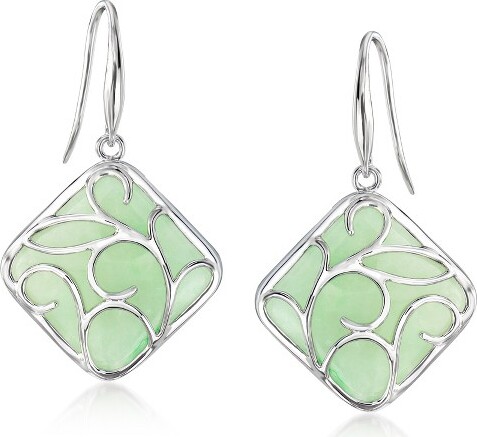Ross-Simons Ross-SimonsJadeDropEarringsinSterlingSilver